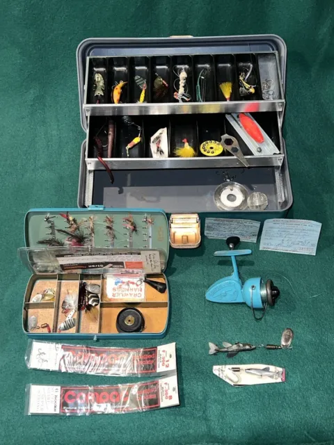 VINTAGE 1950S FISHING Lures, Vintage Tackle Box, Vintage Bamboo