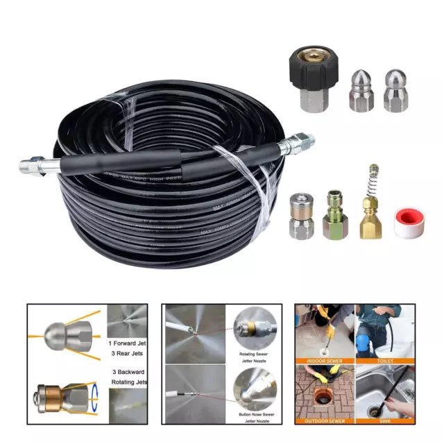 High Pressure Washer Extension Hose Quick Connect Flexible Drain Tube Cleaner