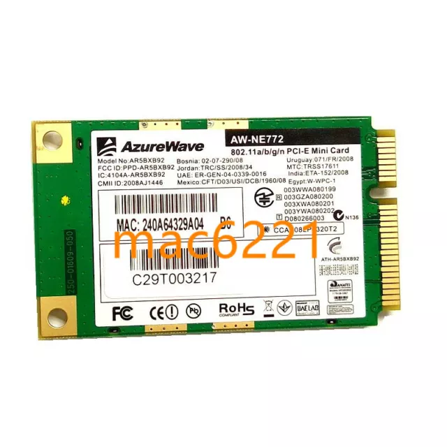 1 pièce carte Wi-Fi sans fil Atheros AR5BXB92 AR9280 Mini Pci-Express 300 Mbit/s 802,11N