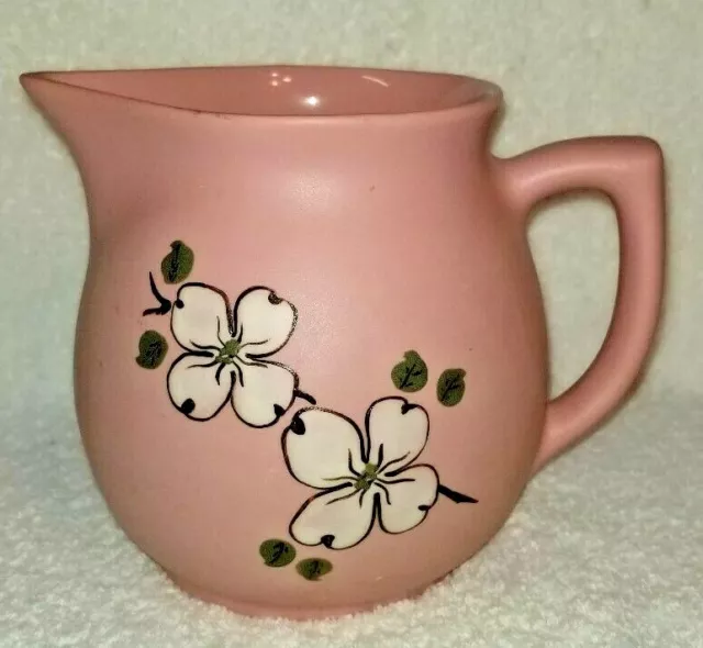 Pigeon Forge Tenn. Pink Pitcher or Vase White Dogwood 5 1/2" tall