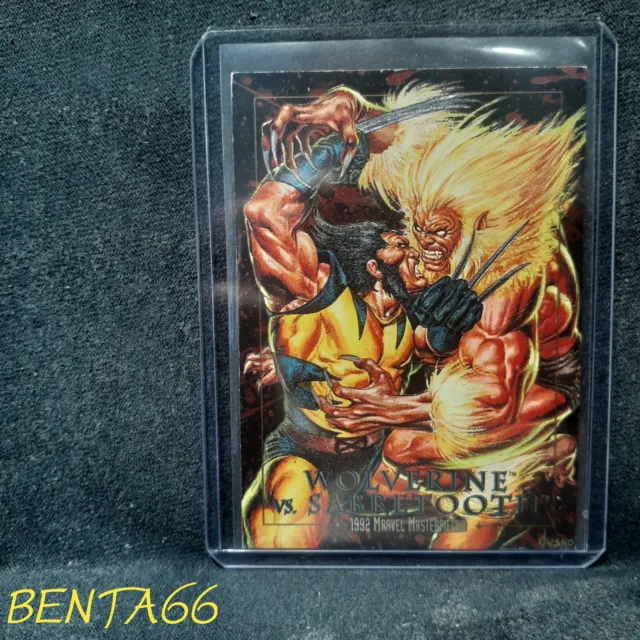 1992 Marvel Masterpieces Series 1 🔥 Wolverine vs Sabretooth Battle Spectra Etch