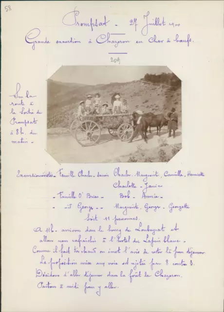 France, Prompsat, excursion en chars à boeufs  Vintage silver print, snapshot, 1