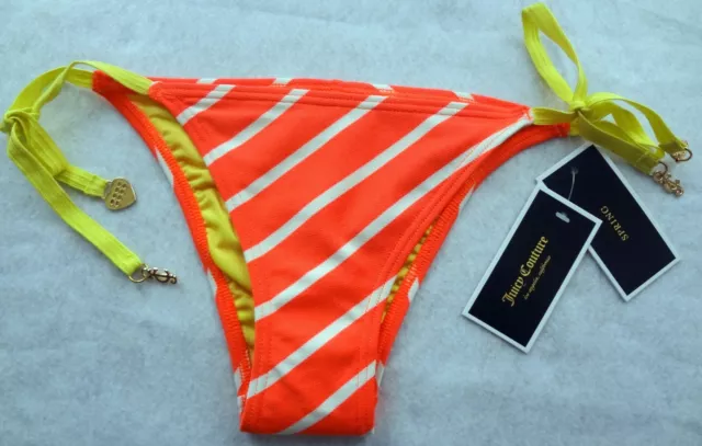 Juicy Couture Bikini Bottom Flirt Sting Tiki Torch Orange White Yellow Stripes