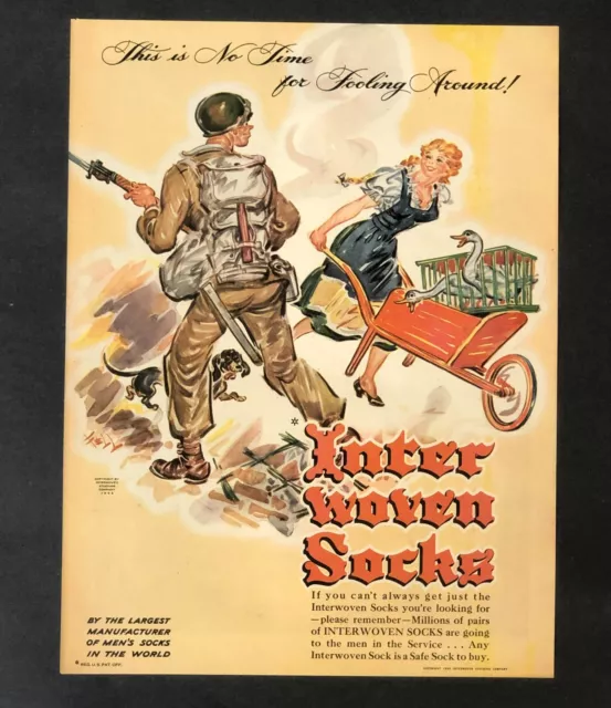 1945 Interwoven Socks Advertisement Soldier No Fooling Around Sexy Vtg Print AD