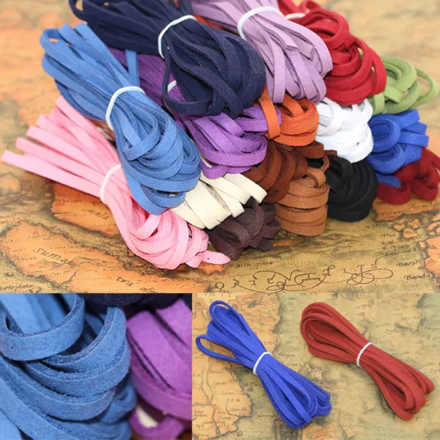 5mm Soft Flat Faux Suede Leather Rope Cord Jewelry Crafts Repairs 3 Meters Long