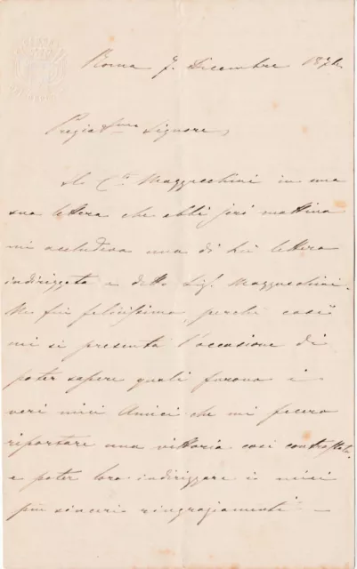 Autografo: Lettera Manoscritta E Firmata Da Arese Achille - 1874