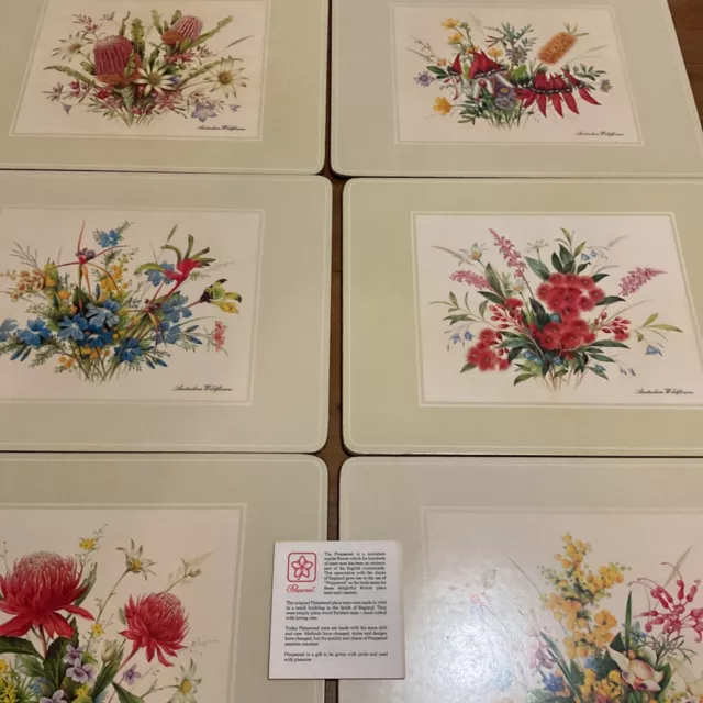 6 Pimpernel Placemats Acrylic Australian Wild Flowers 22cm x 19cm Boxed Set