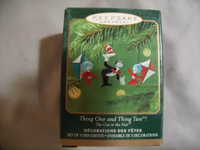 Hallmark Keepsake Set of 3 Miniature Dr. Seuss Thing One & Thing Two 2001
