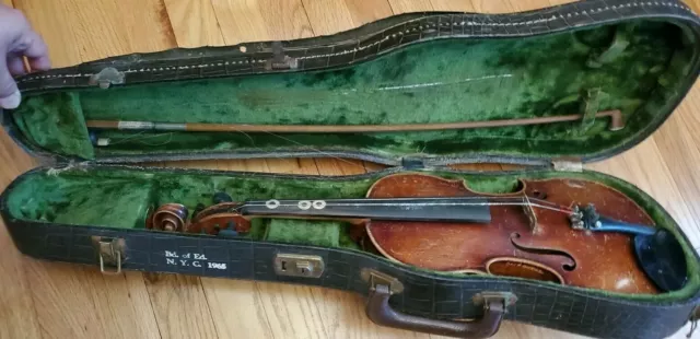 Vtg JOHN JUZEK Violin Instrument 3/4 With Bow Hard Case  Prague Czech - Pre WWI? 3
