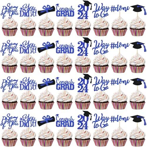 GRADUATION CUPCAKE TOPPERS 2024 Congrats Grad Class Of 2024 Graduation