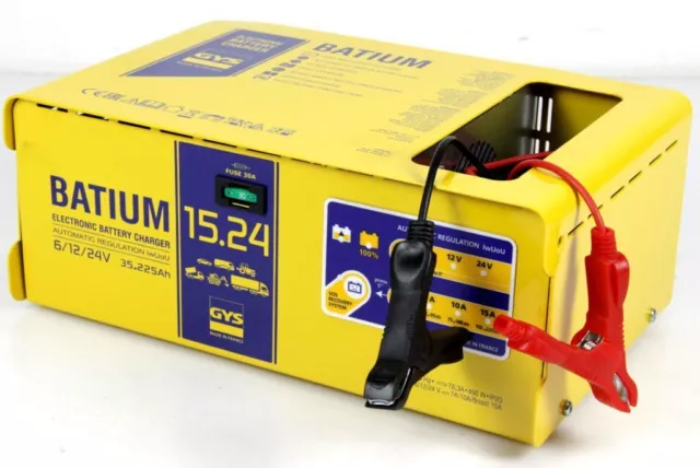 Gys Batium 15.24 Automatique Chargeur de Batterie Chargeur 6/12/24V 35-225Ah