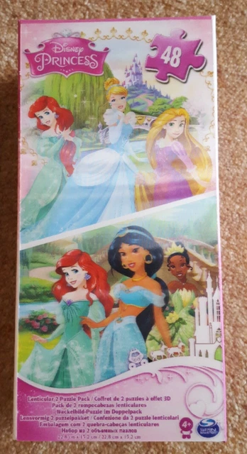 DISNEY PRINCESS LENTICULAR 2 Puzzle Pack - 2 x 48 Piece Hologam Jigsaws ...