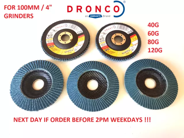 Dronco Flap Disc 100Mm 4"  40G 60G 80G 120G Tapered Zirconium Top Quality A85