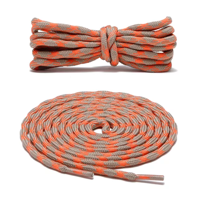 2Pair Wave Gray Orange Hiking Work Boot Shoe Laces for 5 6 7 8 eyelets Stay Tied