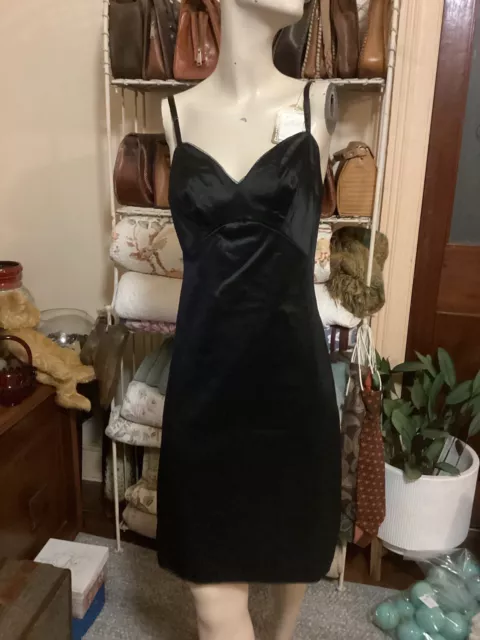 Genuine Vintage 60’s Lingerie HILTON black Slip Petticoat BNWT Size 34