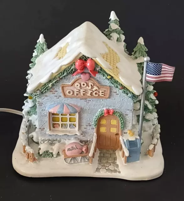 Vtg Precious Moments Lighted Holly-day Greetings Post Office Hawthorne Village