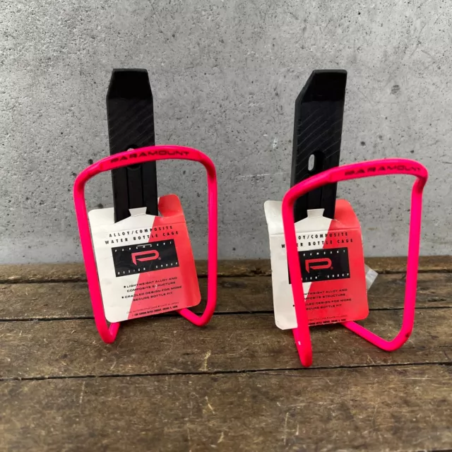 Vintage Schwinn Paramount Water Bottle Cages NOS Neon Pink Set MTB Race PDG 90s