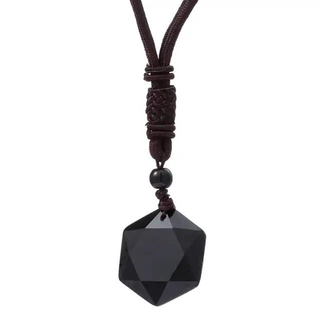 Hexagram Star of David Lucky Amulet Love Natural Quartz Pendant Necklace