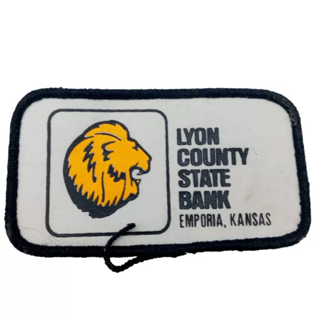 Lyon County State Bank Hat Patch Jacket Vintage Emporia Kansas KS Lion Collectib