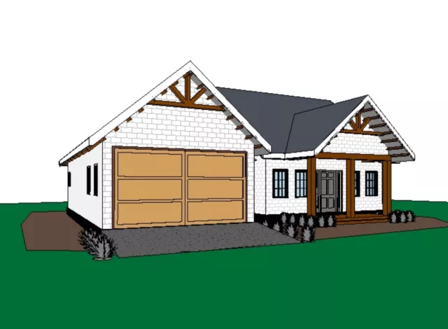 Modern 3 Bedroom & 2 Bathroom Ranch House Home Building Plans + Free CAD file