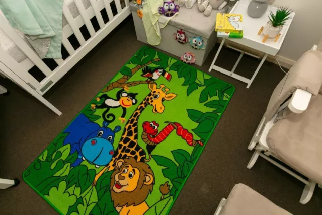 New Children's Rug Playmat Activity Play Mat Jungle Animals 100cm x 150cm