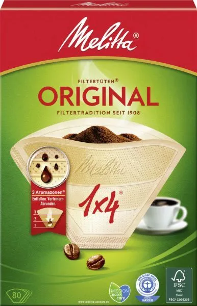 Melitta Filtertüten Original braun 1x4, 80 Stück  Küchenutensilien