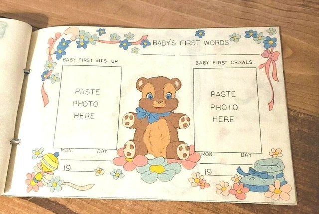 Vintage BABY'S OWN STORY Felt Fabric Book Yarn Tied Memory Album Personalize