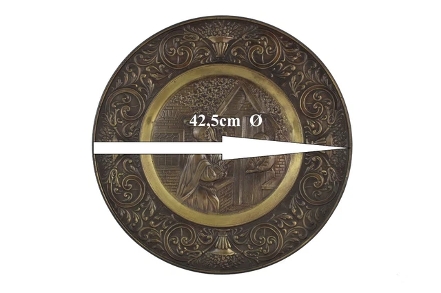 Antiguo PLATO DE COBRE REPUJADO a mano Alemania   42cm GRAN TAMAÑO 3
