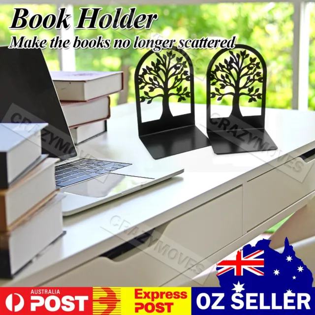 1 Pair Heavy Duty Metal Bookends Decorative Book Ends Office Stationery Hold VIC