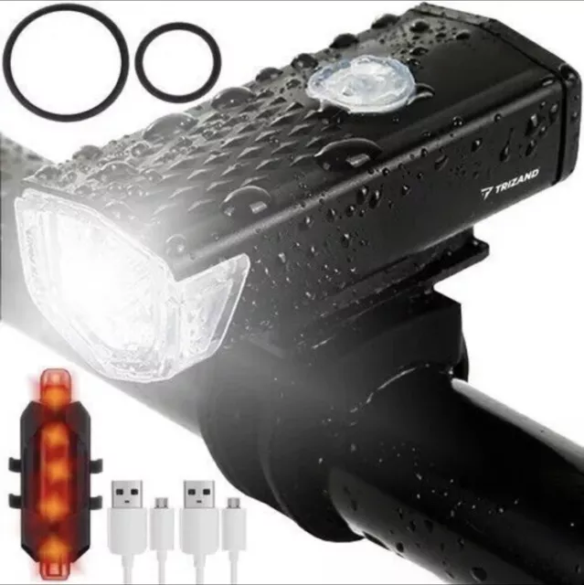 USB Rechargeable LED Bicycle Headlight Bike Head Light Front Rear Lamp Cycling 2