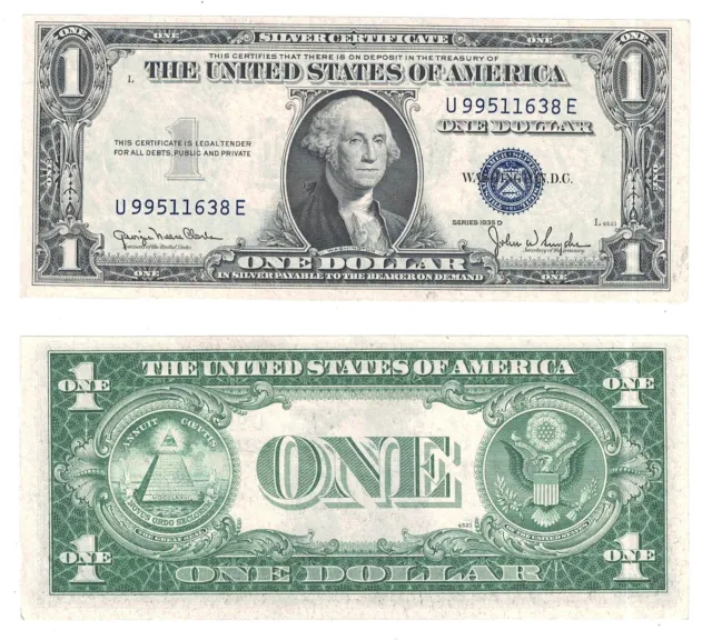 1935-D $1 Silver Certificate Wide U-E Block Fr 1613W Unc. #638