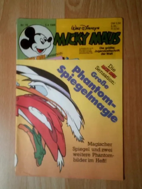 Micky Maus  Nr. 15  von 1986 mit  " Phantom Spiegel Magie "