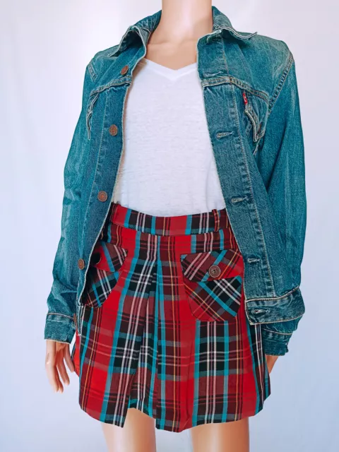 Mini-jupe motif écossais / tartan rouge et bleu | Atmosphère