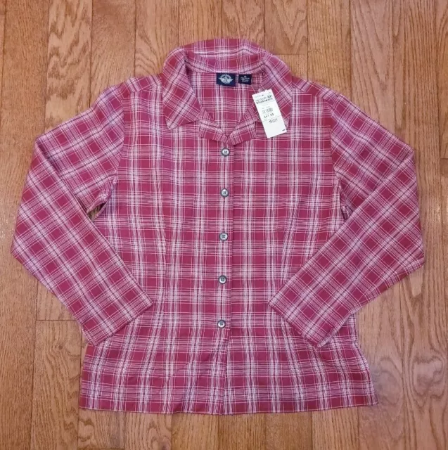 NWT DOCKERS Khakiware Women's M Shirt Long Sleeve Button Down Red Plaid