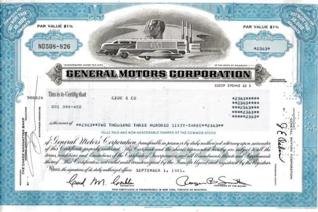 General Motors Corporation, 1981 (2.363 Shares)