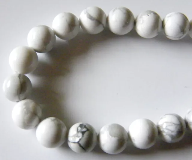 50pcs 8mm Round Natural Gemstone Beads - Howlite 2