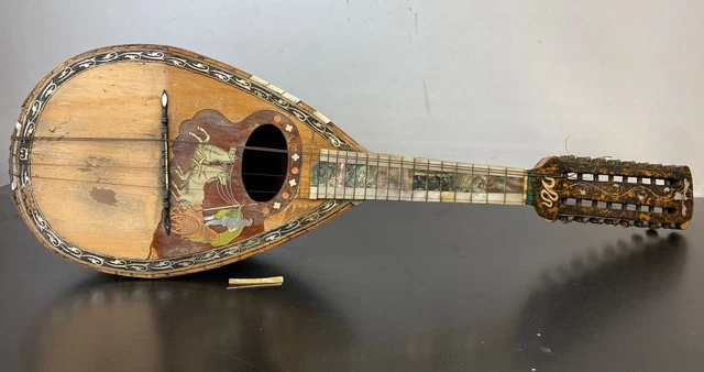 Antique P Cosentino 16 String Bowl Back Mandolin Roman Chariot - For Restoration