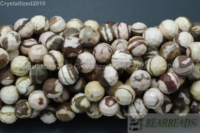 Natural Brown Zebra Jasper Gemstone Faceted Round Beads 6mm 8mm 10mm 12mm 15.5"