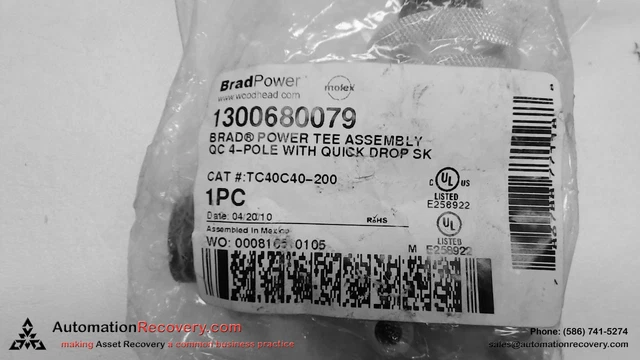 Brad Power Tc40C40-200, Power D-Size Tee Assembly, 1300680079, New #100078