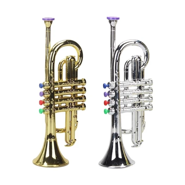 Jouet Trompette Plastique Trompette Jouet Dorée Pour Enfants - Instrument à Souffler Simulé Pour Fêtes Et Jeux Musicaux Jouet Musical Fête Anniversaire