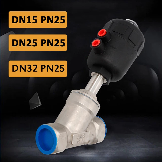 Pneumatic Air Actuated Angle Seat Steam Water Valve 1/2" Single Acting DN32/DN25