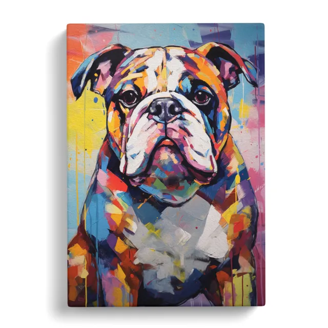 British Bulldog Expressionism Canvas Wall Art Print Framed Picture Home Decor