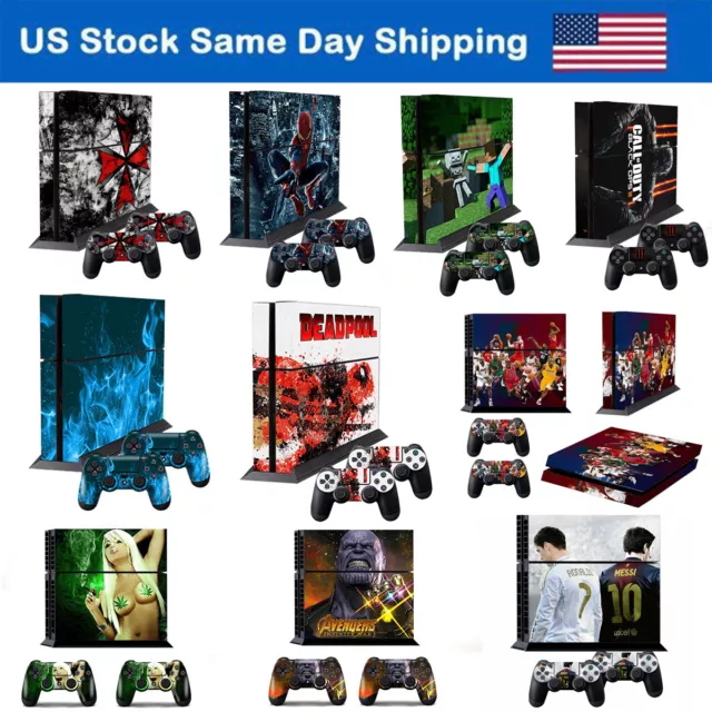 Skin Sticker Decal for Sony PS4 Playstation 4 Console + 2 Controllers Cover New