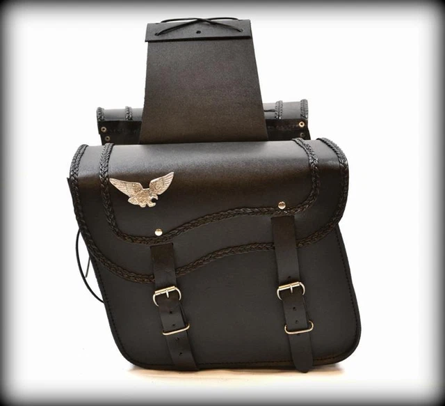 Sacoche De Selle Moto Custom En Cuir - Tête De Mort Skull - Noir - Neuf Pour Harley, Shadow, Virago