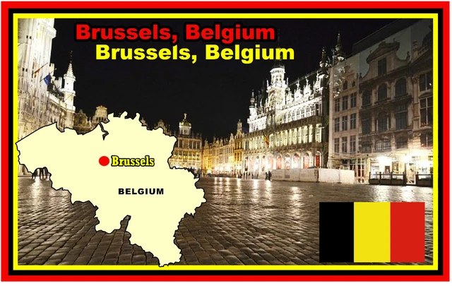 Bruxelles,Belgique Carte & Drapeau - Souvenir Nouveauté Frigo Aimant - Neuf -