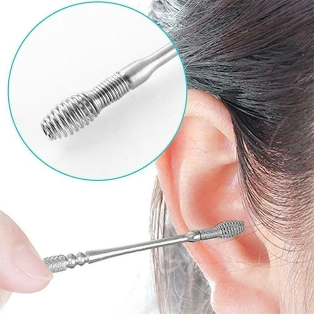 Kit de herramientas removedor de cera para oídos 5 piezas limpiador de auriculares de acero caja de almacenamiento C2Y9