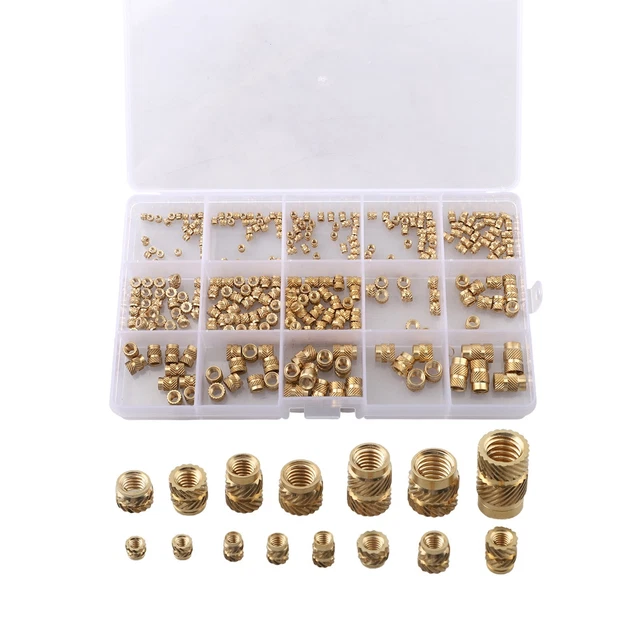 THREADED INSERTS KIT 300pcs Brass with Various Sizes for Multiple Uses ...