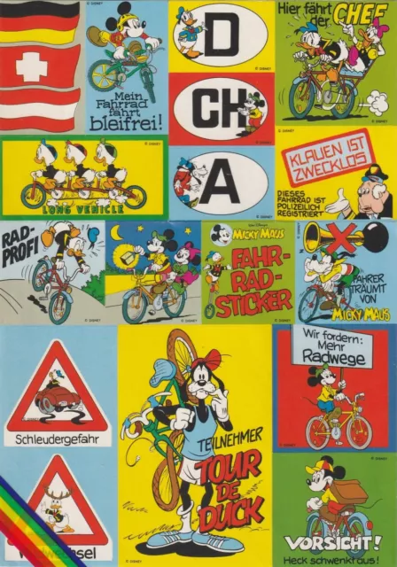 Micky Maus, Fahrrad *Aufkleber/Sticker* Bogen Disney, TOUR DE DUCK, Radprofi