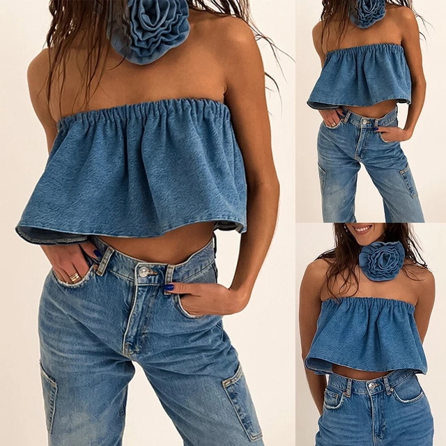 Lieve Elasticizzato Donna Top senza Spalline Estivo Swith Strozzatore Comodo