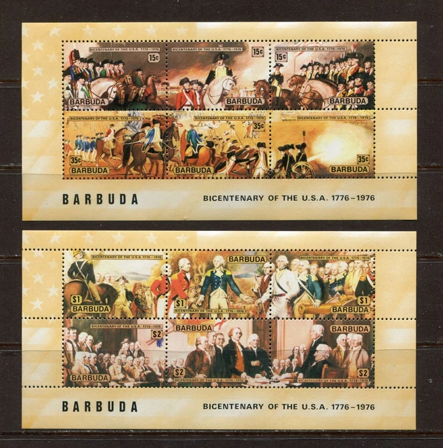 BARBUDA / ANTIGUA 1976 AMERICAN REVOLUTION BICENTENNIAL Scott 235d,237d MNH